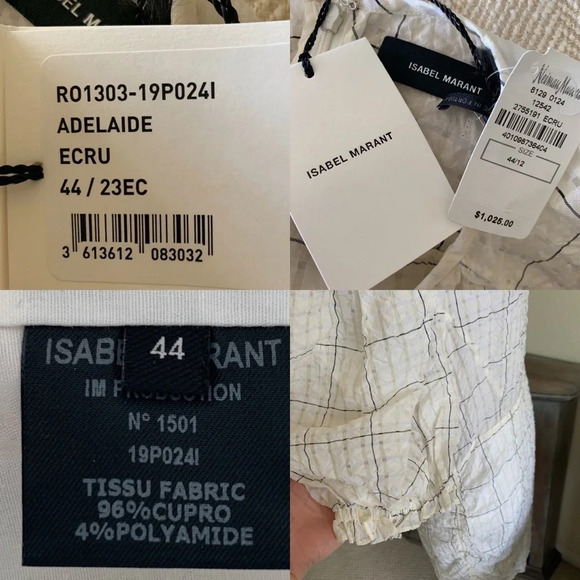 New Isabel Marant Adelaide Organza Dress Ecru NWT Designer Bohemian Women’s 12 - Picture 12 of 12